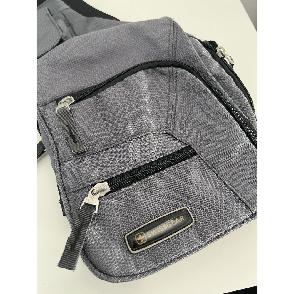 SwissGear Wenger Sling Bag Grey Ripstop Crossbody Messenger Backpack Travel